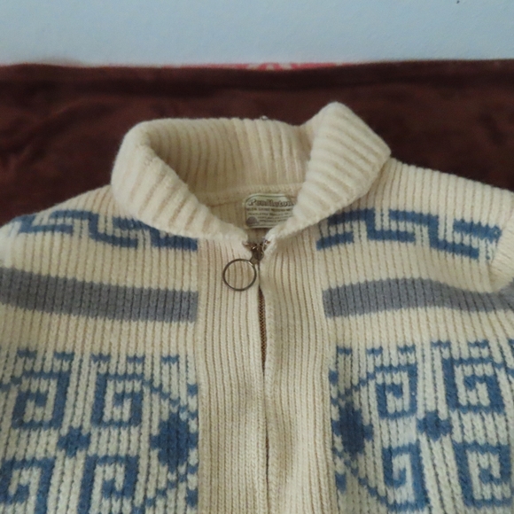VTG 70s Mens Pendleton USA Sweater Jacket 100% Wool Lebowski Dude Cowichan Sz M - Picture 7 of 9